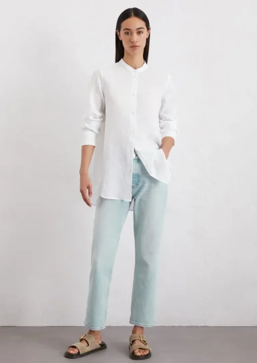 A-Shape-Leinenbluse regular aus leichter Qualität