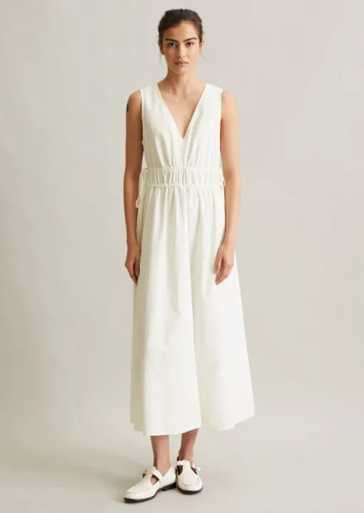 Baumwollkleid shaped mit Ton-in-Ton-Streifenmuster