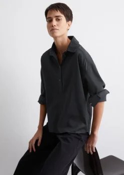 Bluse relaxed aus Baumwoll-Satin