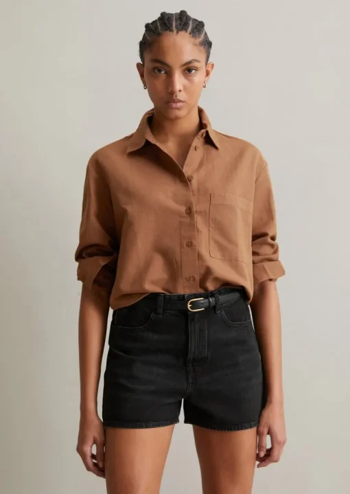Bluse relaxed aus Leinen-Baumwolle-Mix