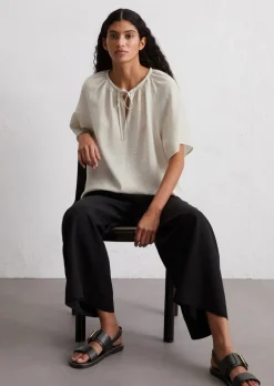 Bluse relaxed mit Crinkle-Struktur