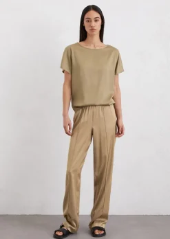 Blusenshirt regular aus Viskose-Satin-Stretch
