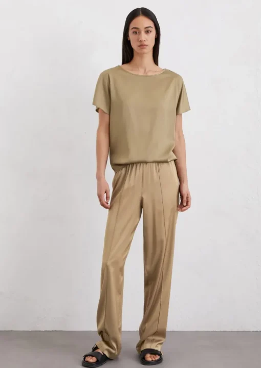 Blusenshirt regular aus Viskose-Satin-Stretch
