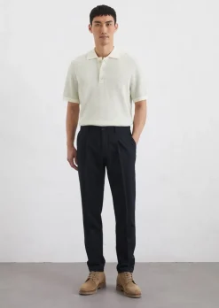 Chino Model Osby jogger pleats tapered aus weichem Material-Mix