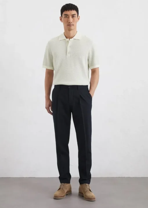Chino Model Osby jogger pleats tapered aus weichem Material-Mix
