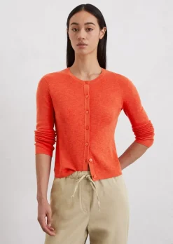 Feinstrick-Cardigan slim aus Baumwoll-Leinen-Slub-Garn