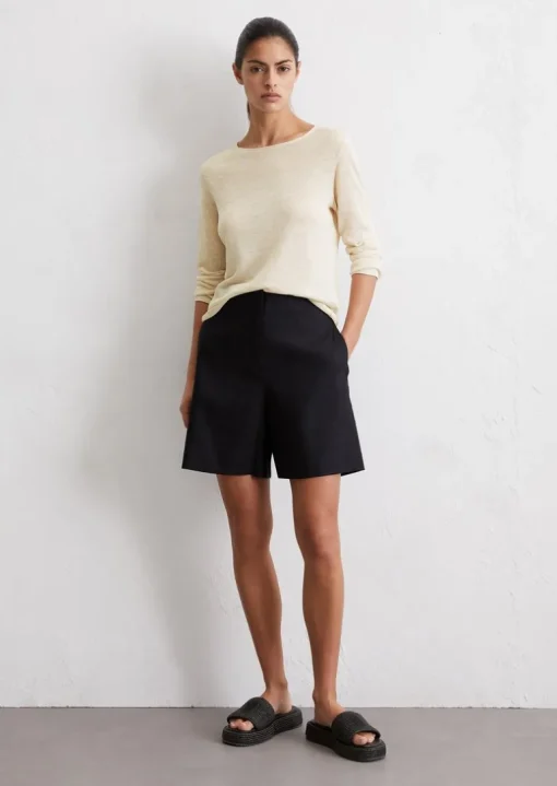 Feinstrick-Pullover slim aus reinem Leinen