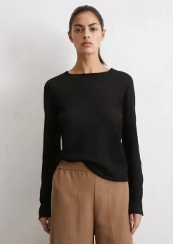 Feinstrick-Pullover slim aus reinem Leinen