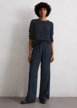 Fließende Wide Leg Pants aus Viskose-Twill