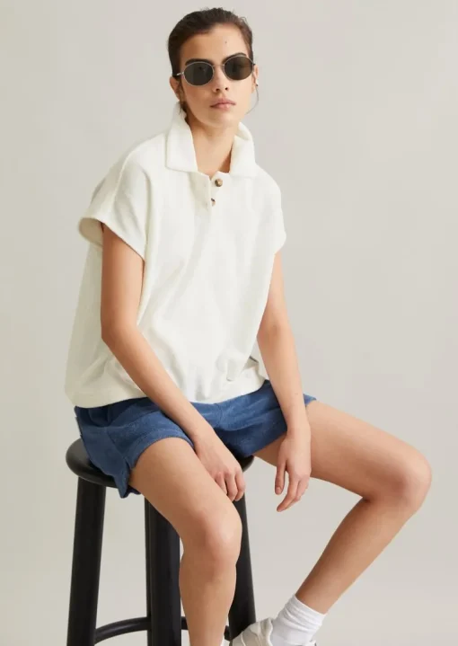 Frottee-Poloshirt wide aus softem Organic Cotton