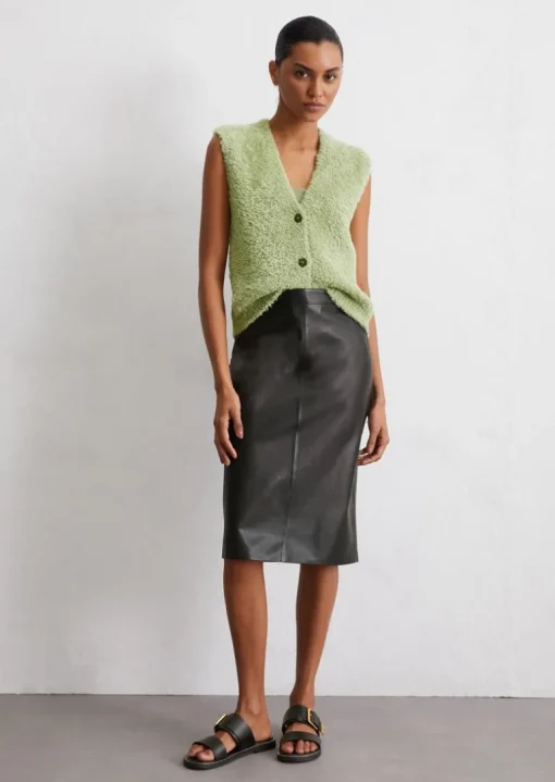 Fuzzy-Knit-Weste regular aus flauschigem Baumwollgarn