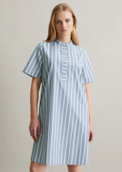 Gestreiftes Hemdblusenkleid A-Shape aus Papertouch-Popeline