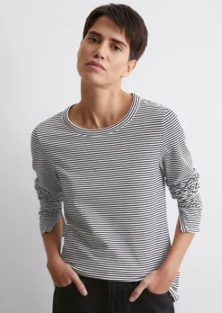 Gestreiftes Longsleeve regular aus Organic-Cotton-Stretch-Jersey