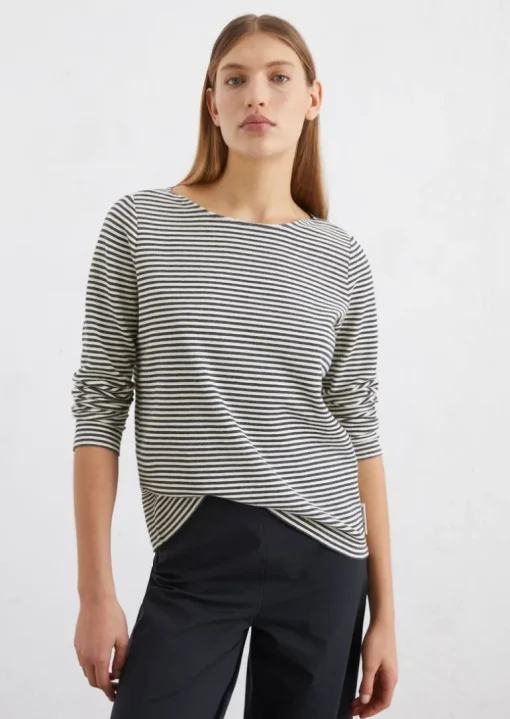 Gestreiftes Longsleeve relaxed aus Interlock-Jersey