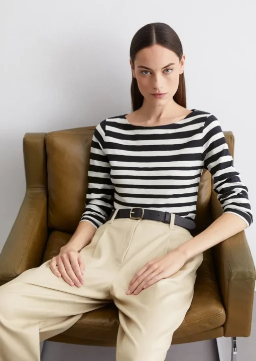 Gestreiftes Longsleeve regular aus Organic Cotton Slub Jersey