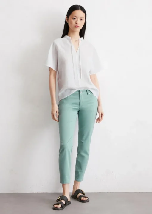 Hose Model Lulea slim cropped aus Lyocell-Baumwolle-Mix