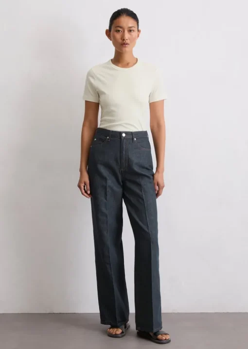 Jeans Model Tolva wide long aus Baumwolle-Leinen-Mix