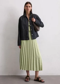 Jeansjacke regular aus Baumwolle-Leinen-Mix