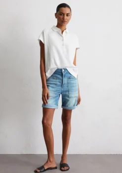 Jeans-Shorts boyfriend aus leichtem Stretch-Denim