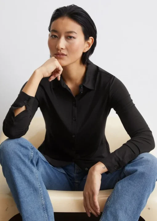 Jersey-Bluse regular aus LENZING™ ECOVERO™