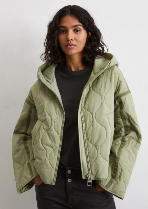 Kapuzen-Steppjacke regular aus recyceltem Nylon