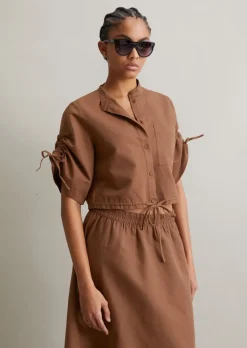 Kurzarm-Bluse relaxed mit Tunnelzug-Details