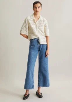 Kurzarm-Cardigan regular in Häkel-Optik