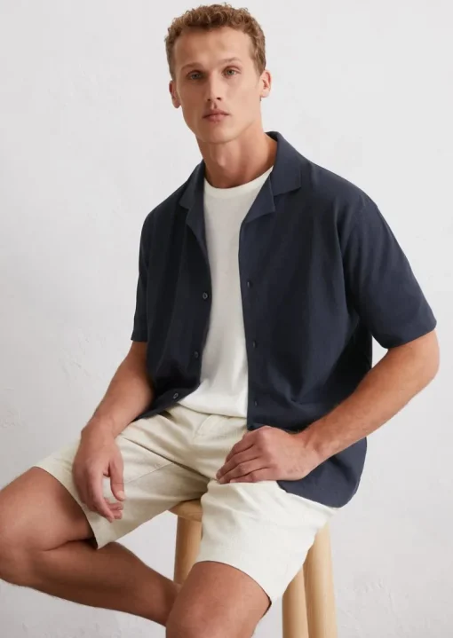 Kurzarm-Jerseyshirt regular aus Bio-Baumwolle und Leinen