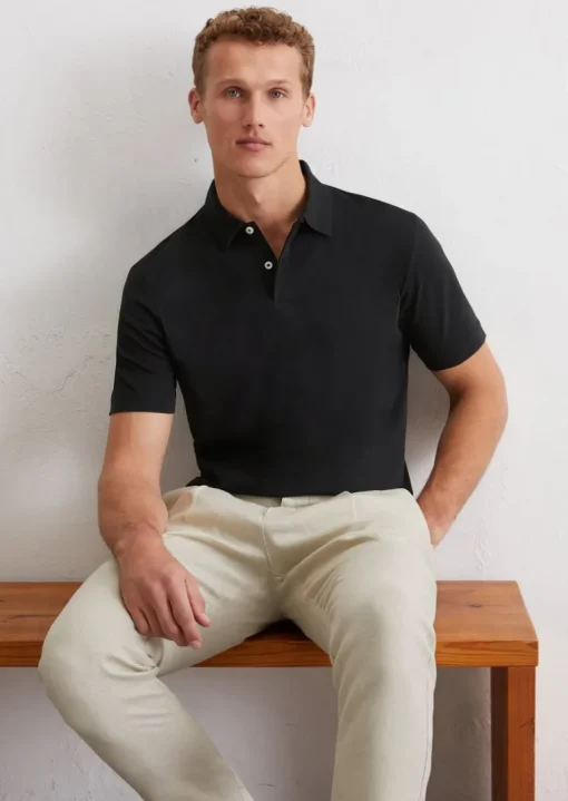 Kurzarm-Poloshirt Jersey regular aus reiner Bio-Baumwolle