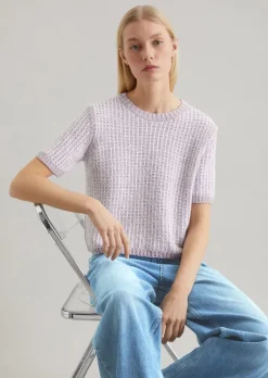 Kurzarmpullover loose aus Struktur-Strick