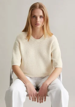 Kurzarm-Pullover regular in Häkel-Optik