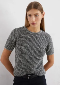 Kurzarm-Pullover slim aus Bouclé-Garn