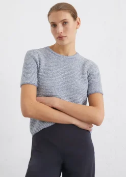 Kurzarm-Pullover slim aus Bouclé-Garn