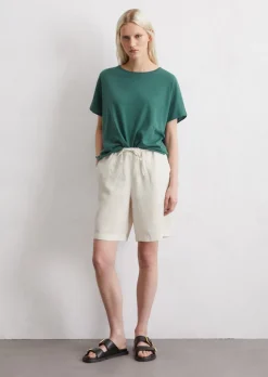 Leinen-Shorts straight mit teil-elastischem Bund