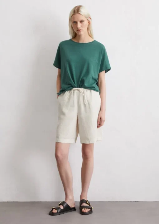 Leinen-Shorts straight mit teil-elastischem Bund