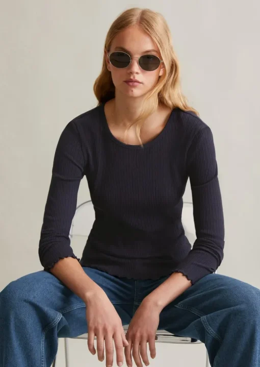 Longsleeve regular aus modernem Ribbjersey