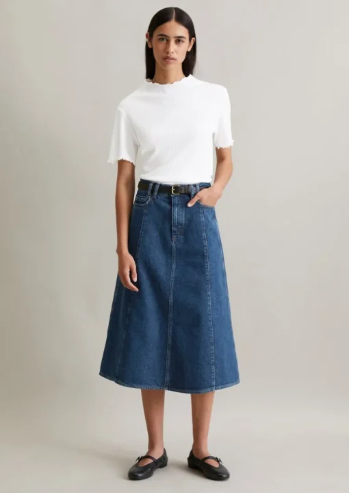 Midi-Jeansrock midi aus reiner Baumwolle