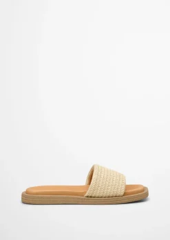 Pantolette in Raffiabast-Optik