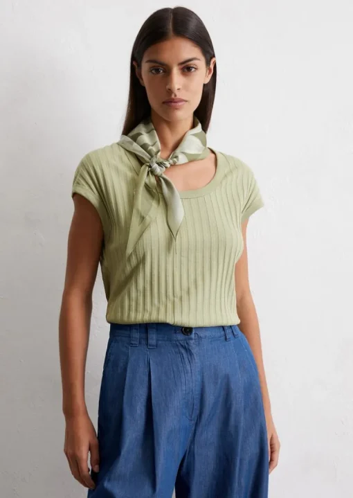 Pointelle-T-Shirt slim aus softem Modal-Organic-Cotton-Mix