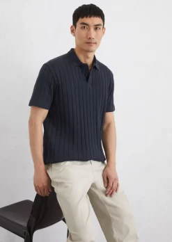 Poloshirt Jersey regular mit breiter Rippstruktur