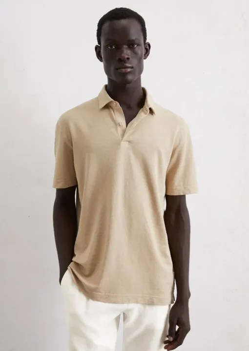 Poloshirt Jersey regular aus hochwertigem Leinen-Mix