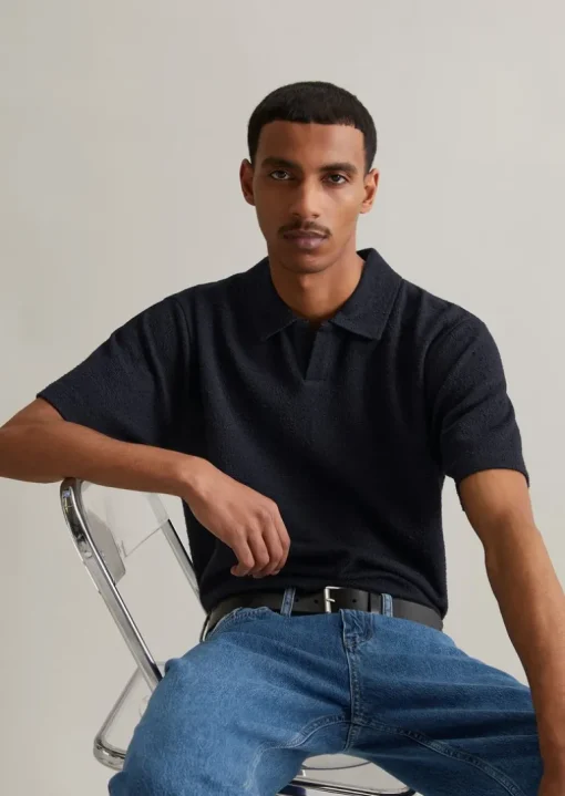 Poloshirt relaxed mit feiner Bouclé-Struktur