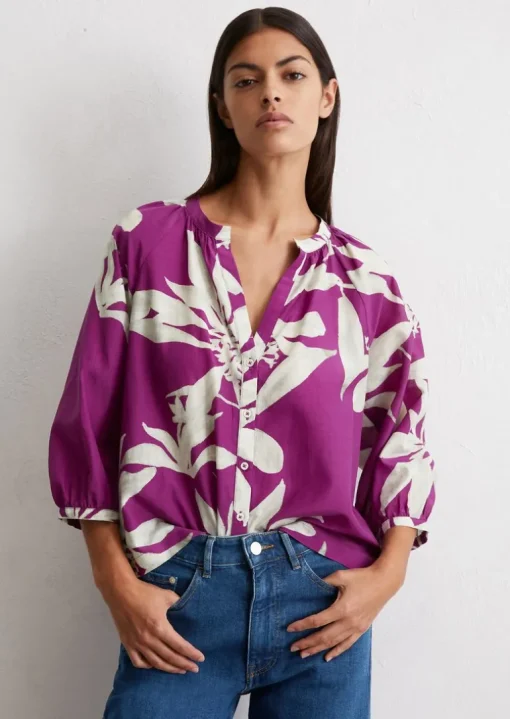 Print-Bluse regular aus Organic-Cotton-Viskose-Mix