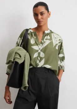 Print-Bluse regular aus Organic-Cotton-Viskose-Mix