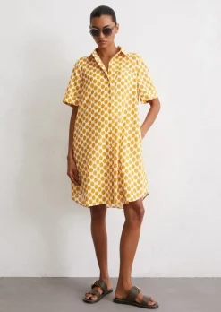 Print-Hemdblusenkleid relaxed aus leichtem Baumwoll-Voile