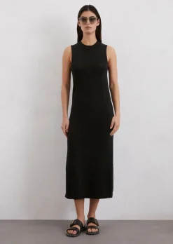 Ärmelloses Strickkleid slim aus Bio-Baumwolle-Leinen-Mix