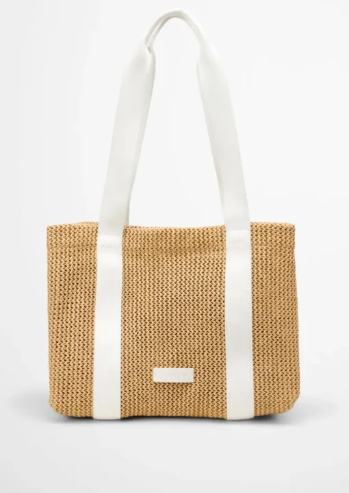 Shopper medium in Crochet-Raffia-Bast-Optik