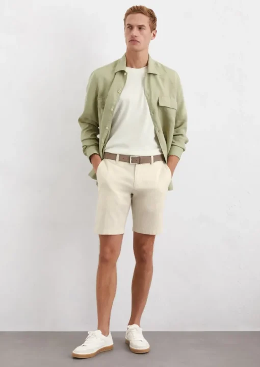 Shorts Model Salo slim aus Bio-Baumwoll-Leinen-Mix