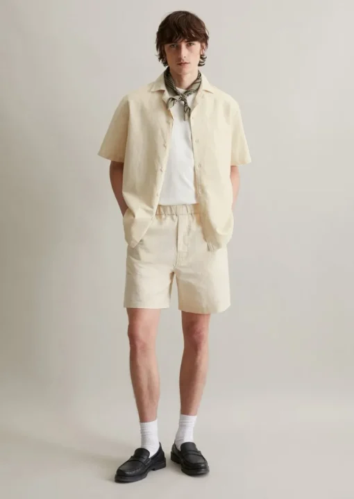 Shorts regular aus Leinen-Bio-Baumwoll-Mix