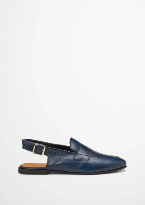 Slingback-Loafer aus veredeltem Rindleder
